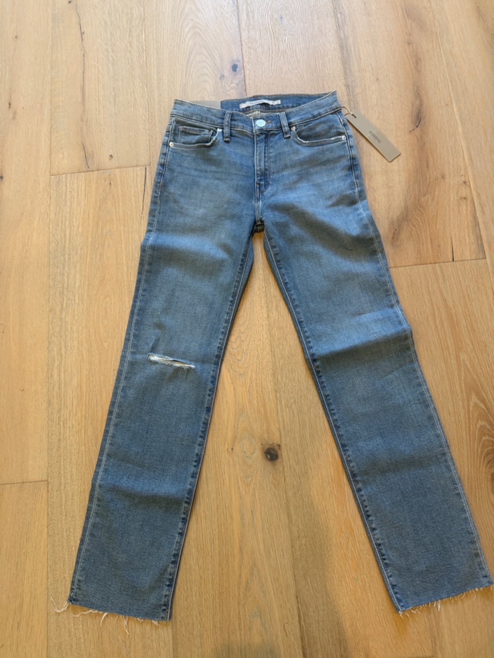 Hudson Jeans Straight Leg Raw Hem in Faded Blue